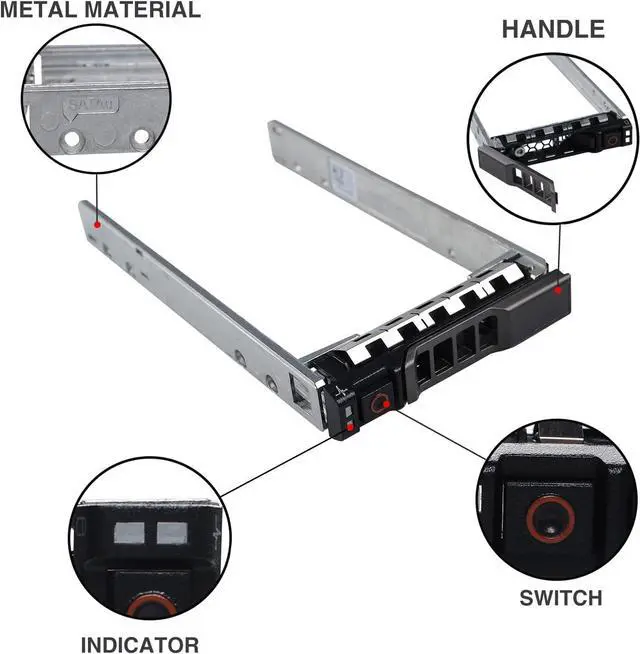 Alt view image 2 of 5 - Hard Drive Tray Caddy 2.5 SSD Caddy G176J 0G176J Hard Drive Bracket Compatible with D-ELL PowerEdge 14/13/12th Generation T440 T640 R730 R730XD R630 T630 T430 R830 R930 R720 R820 R920, 10 Pack - OEM