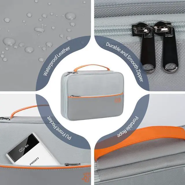 Alt view image 5 of 7 - C Large Electronic Organizer, Double Layer Portable Waterproof Travel Cable Organizer Bag Pouch for Electronics Accessories, Travel Storage Bag for Tablet,Cable,Cord,Charger,Earphones(Grey)