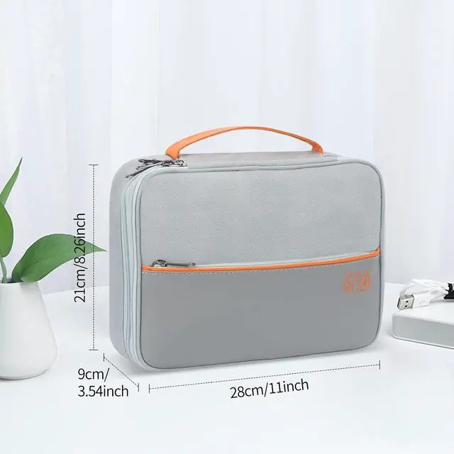 Alt view image 7 of 7 - C Large Electronic Organizer, Double Layer Portable Waterproof Travel Cable Organizer Bag Pouch for Electronics Accessories, Travel Storage Bag for Tablet,Cable,Cord,Charger,Earphones(Grey)