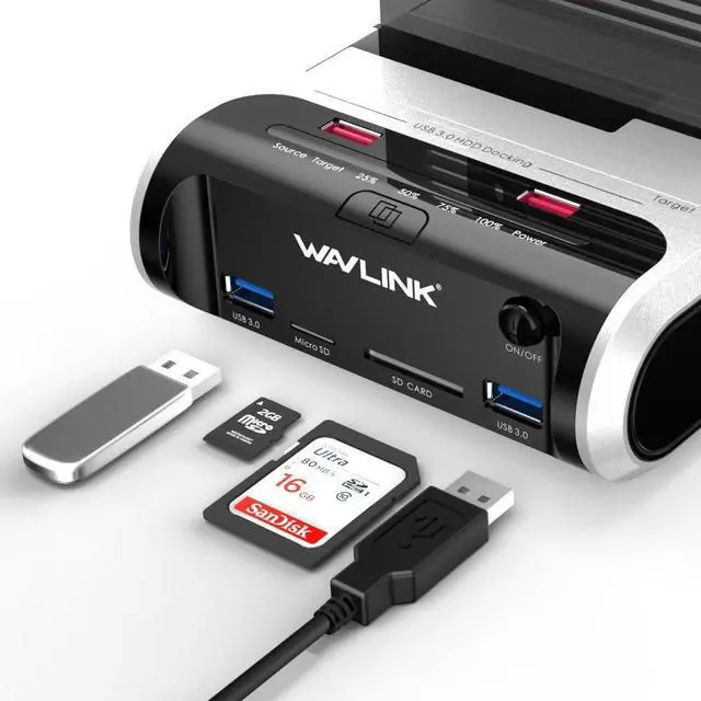 Alt view image 2 of 6 - USB 3.0 to SATA Dual Bay External Hard Drive Docking Station with Offline Clone & UASP(6Gbps) Function, 2 USB 3.0 Port, 2 Charging Port, SD & Micro SD Card Reader for 2.5/3.5 Inch HDD/SSD