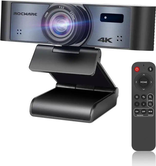 Main image of ROCWARE 4K Webcam with Remote, RC16 Computer Camera with Microphone,1080p 60fps FHD,AI Tracking,Privacy Cover, WDR,110°FOV,8X Digital Zoom,Streaming Camera for PC/Meeting/Teaching/Zoom