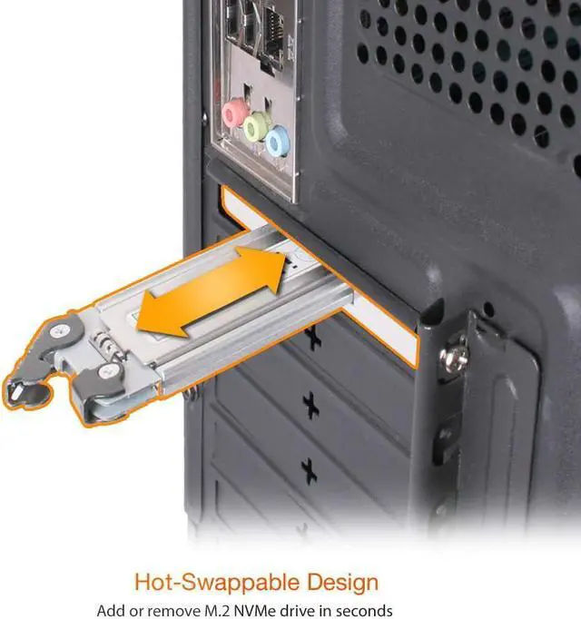 Alt view image 5 of 7 - M.2 NVMe SSD to PCIe 3.0/4.0 x4 Removae SSD Mobile Rack Adapter Card for PCIe pansion Slot - pressSlot MB840M2P-B