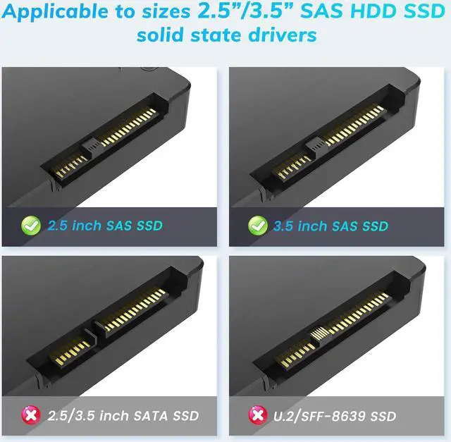 Alt view image 3 of 7 - INDMEM USB 3.0 to SAS SSD Hard Drive Adapter, Type B to SAS HDD SSD Docking Station for 2.5"/3.5" SAS SSD