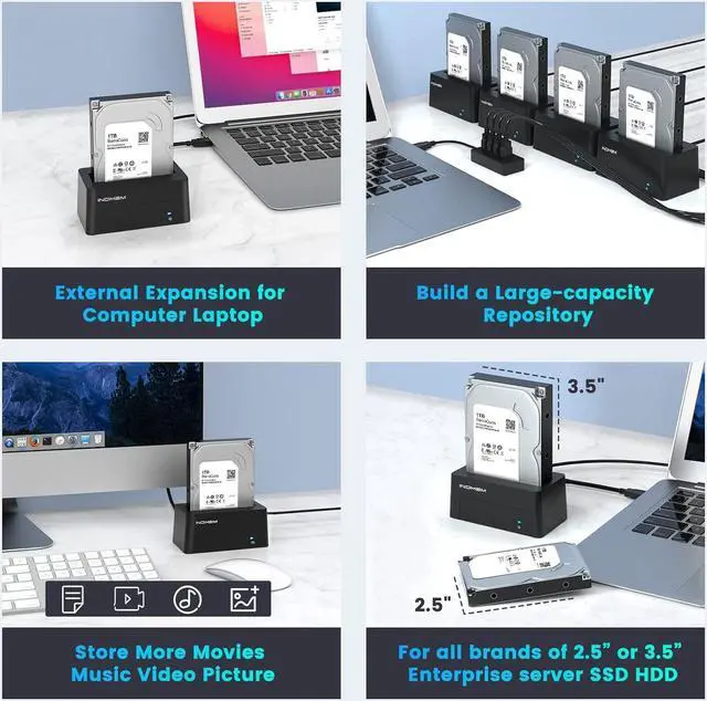 Alt view image 6 of 7 - AS to USB 3.0 Adapter, SAS/SATA Hard Drive Enclosure Reader Converter Docking Station for 2.5/3.5 inch Server HDD SSD with 12V/2A Power Adapter,Support up to 18TB(New Upgrade)