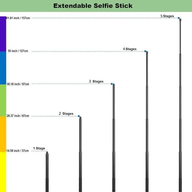 Alt view image 2 of 7 - 61.8 in Insta360 Invisible Selfie Stick with Tripod Accessory,Compatible with X5/X4/X3/X2/One RS/GO 2/3,GoPro Hero/DJI OSMO/SJCAM Action Cameras,Adjustable Extendable Waterproof Aluminum Alloy Rod