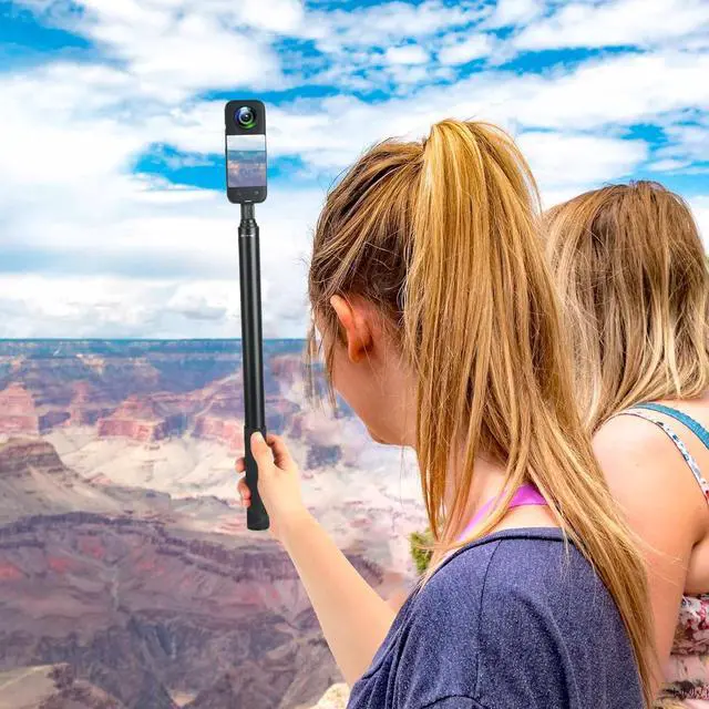 Alt view image 3 of 7 - 61.8 in Insta360 Invisible Selfie Stick with Tripod Accessory,Compatible with X5/X4/X3/X2/One RS/GO 2/3,GoPro Hero/DJI OSMO/SJCAM Action Cameras,Adjustable Extendable Waterproof Aluminum Alloy Rod