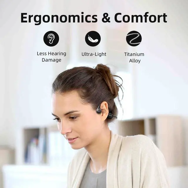 Alt view image 6 of 7 - flymory Bone Conduction Headphones Bluetooth 5.3, 2023 Upgraded Open Ear Headphones with Dual Mic, Sweat Resistant Wireless Earphones for Workouts and Running, Sport Headset with 12 Hours Playtime