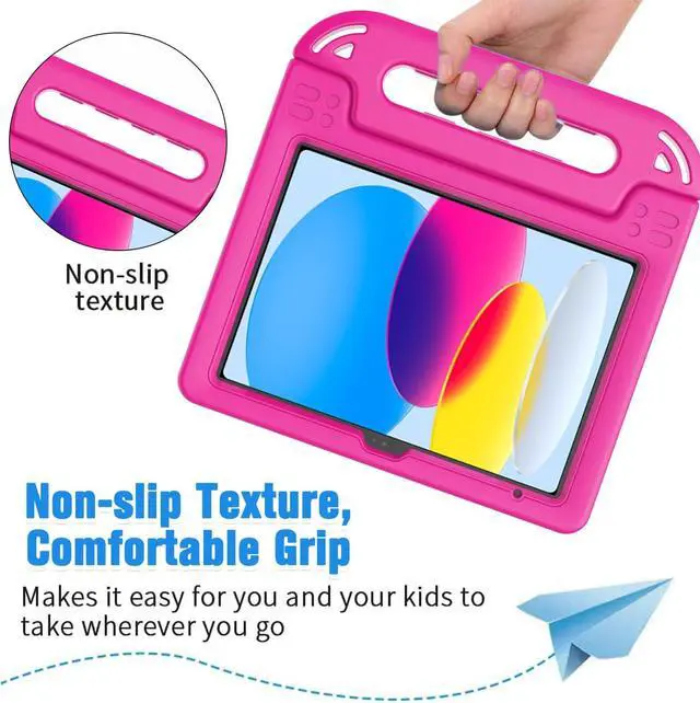 Alt view image 4 of 7 - BMOUO Kids Case for iPad A16 11th Generation 11" 2025/iPad10th Generation 10.9 Inch 2022 - with Screen Protector, Shockproof Covertible Handle Stand iPad 11th 10th Generation Case for Kids, Rose