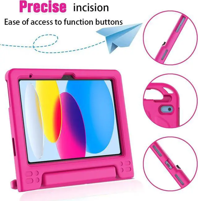Alt view image 6 of 7 - BMOUO Kids Case for iPad A16 11th Generation 11" 2025/iPad10th Generation 10.9 Inch 2022 - with Screen Protector, Shockproof Covertible Handle Stand iPad 11th 10th Generation Case for Kids, Rose