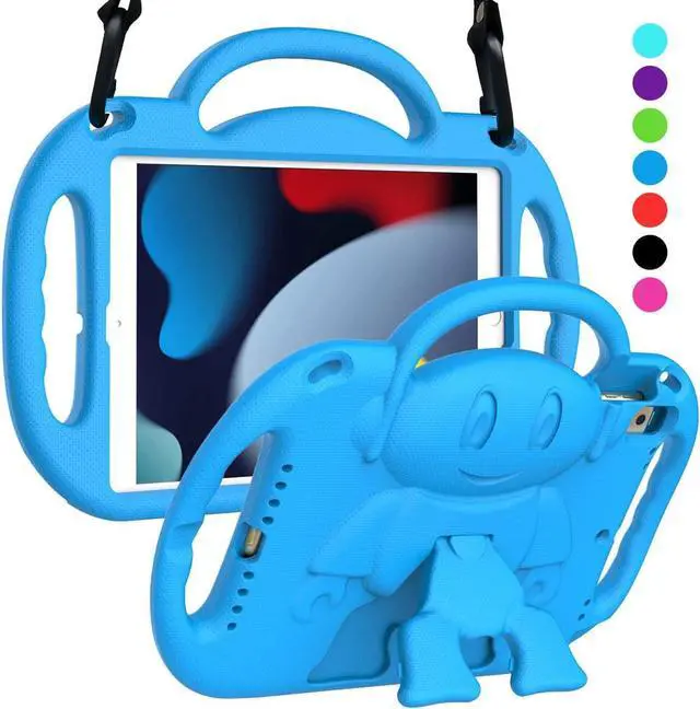 Main image of SUPLIK Kids Case for iPad 9th/8th/7th Generation (10.2 inch 2021/2020/2019) iPad 10.2 Protective Case with Shoulder Strap Handle Stand for  iPad 7th/8th/9th Gen Blue