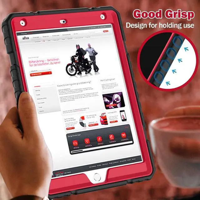 Alt view image 6 of 7 - Case for iPad 9th/8th/7th Generation 2021/2020/2019(10.2 inch), Heavy Duty Military Grade Shockproof Rugged Protective 10.2" Cover with Built-in Stand for iPad 9 8 7 Gen (Black+Red)