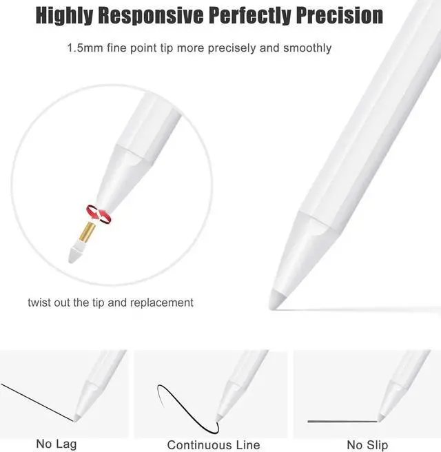 Alt view image 14 of 14 - Stylus Pen for iPad with Palm Rejection, Active Stylus Pencil Compatible with (2018 2020 2021) Apple iPad Pro 11/12.9 Inch, iPad 10.2 7th/8th/9th Generation, iPad Air 3rd 4th Gen, iPad Mini 5th 6th