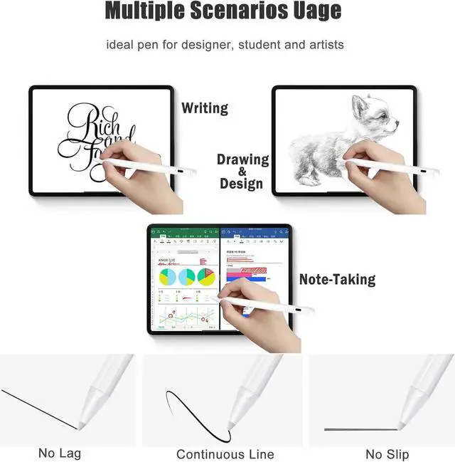 Alt view image 9 of 14 - Stylus Pen for iPad with Palm Rejection, Active Stylus Pencil Compatible with (2018 2020 2021) Apple iPad Pro 11/12.9 Inch, iPad 10.2 7th/8th/9th Generation, iPad Air 3rd 4th Gen, iPad Mini 5th 6th