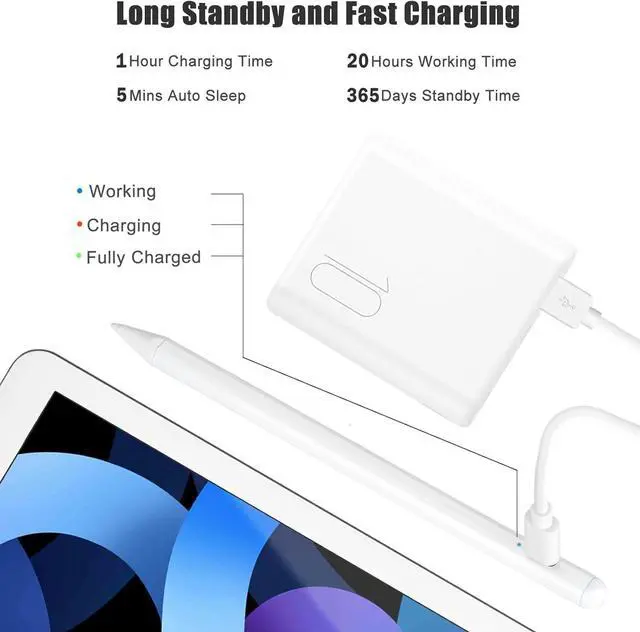 Alt view image 10 of 14 - Stylus Pen for iPad with Palm Rejection, Active Stylus Pencil Compatible with (2018 2020 2021) Apple iPad Pro 11/12.9 Inch, iPad 10.2 7th/8th/9th Generation, iPad Air 3rd 4th Gen, iPad Mini 5th 6th