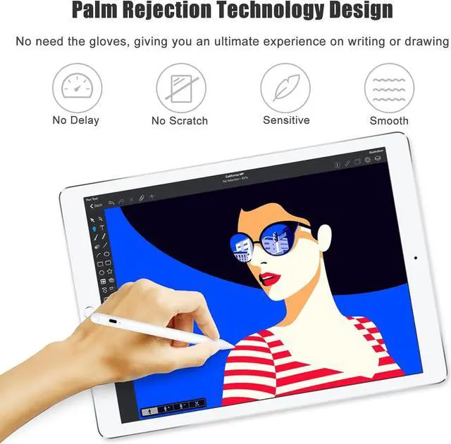 Alt view image 13 of 14 - Stylus Pen for iPad with Palm Rejection, Active Stylus Pencil Compatible with (2018 2020 2021) Apple iPad Pro 11/12.9 Inch, iPad 10.2 7th/8th/9th Generation, iPad Air 3rd 4th Gen, iPad Mini 5th 6th