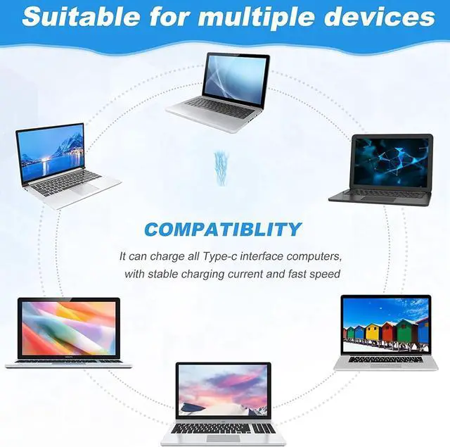 Alt view image 5 of 7 - 65W USB-C/Type C Laptop Charger Adapter for Lenovo Chromebook ThinkPad X1 T480 T480s T580 T580s T490s E585 E580 E590 E595 C330 14e 300e 500e Yoga 720-13IKB Ideapad 100e 730S 910-13IKB 730S-13IWL