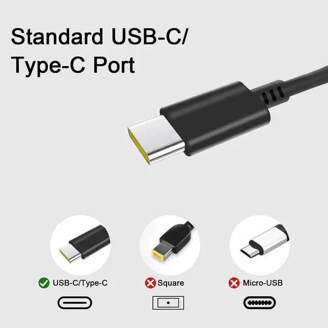 Alt view image 4 of 7 - 65W USB-C/Type C Laptop Charger Adapter for Lenovo Chromebook ThinkPad X1 T480 T480s T580 T580s T490s E585 E580 E590 E595 C330 14e 300e 500e Yoga 720-13IKB Ideapad 100e 730S 910-13IKB 730S-13IWL