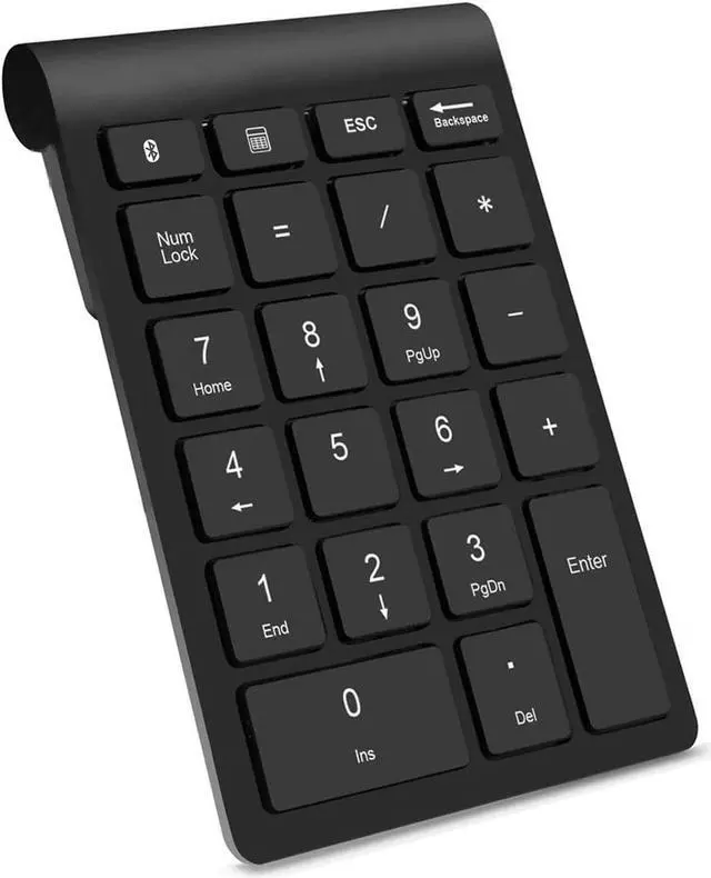 Main image of Bluetooth Number Pad, Wireless Numeric Keypad, 22-Key Portable Slim Numpad Financial Accounting Data Entry, External 10 Key for Laptop, Mac, Notebook, Desktop, PC, Surface Pro - Black