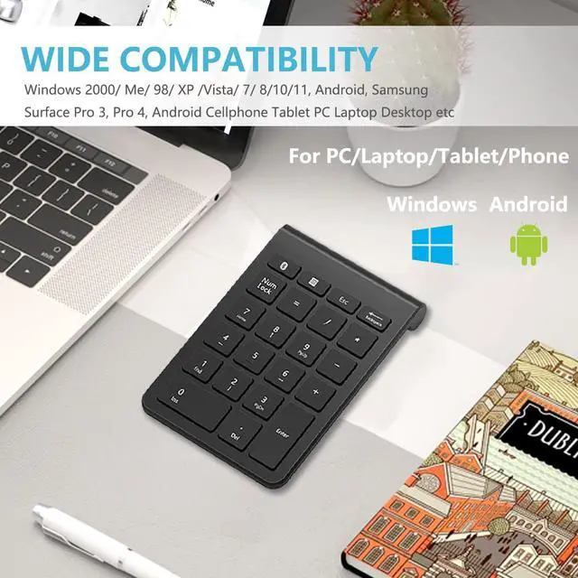 Alt view image 5 of 7 - Bluetooth Number Pad, Wireless Numeric Keypad, 22-Key Portable Slim Numpad Financial Accounting Data Entry, External 10 Key for Laptop, Mac, Notebook, Desktop, PC, Surface Pro - Black