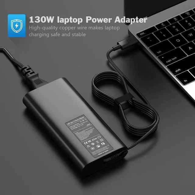 Alt view image 4 of 6 - for 130W USB C Dell Laptop Charger Power Adapter Replacement for Dell XPS 15 Precision 5530 2in1 0M0H25 0K00F5 M0H25 K00F5 Model 130 Watt USB-C Charging with 3 Prong Power Cord