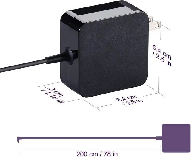 Alt view image 4 of 5 - Laptop Power Supply 45W Notebook Charger for Asus UX330 UX330U UX360 UX360C UX305 UX305C X540 X541 F553 F553M F556 F556U F302 K556 K556U Taichi 21 31 ASUS AC Adapter (45W 19V 2,37A & 33W 19V 1,75A)