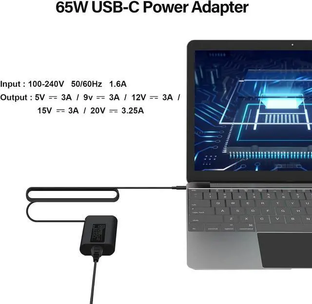 Alt view image 4 of 7 - 65W 45W USB C Laptop Charger for Dell Latitude 5430 7330 5289 5420 7420 7320 5520 7400 7410 5320 5300 5400 3380 XPS 13 9310 7390 Chromebook 3300 3380 3400 3500 Type C AC Adapter Power Supply Cord
