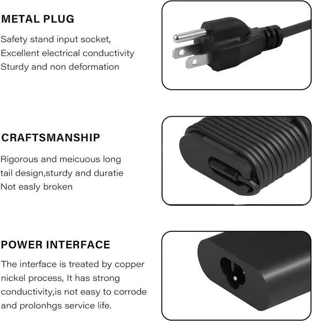 Alt view image 5 of 7 - 65W 45W USB C Laptop Charger for Dell Latitude 5430 7330 5289 5420 7420 7320 5520 7400 7410 5320 5300 5400 3380 XPS 13 9310 7390 Chromebook 3300 3380 3400 3500 Type C AC Adapter Power Supply Cord