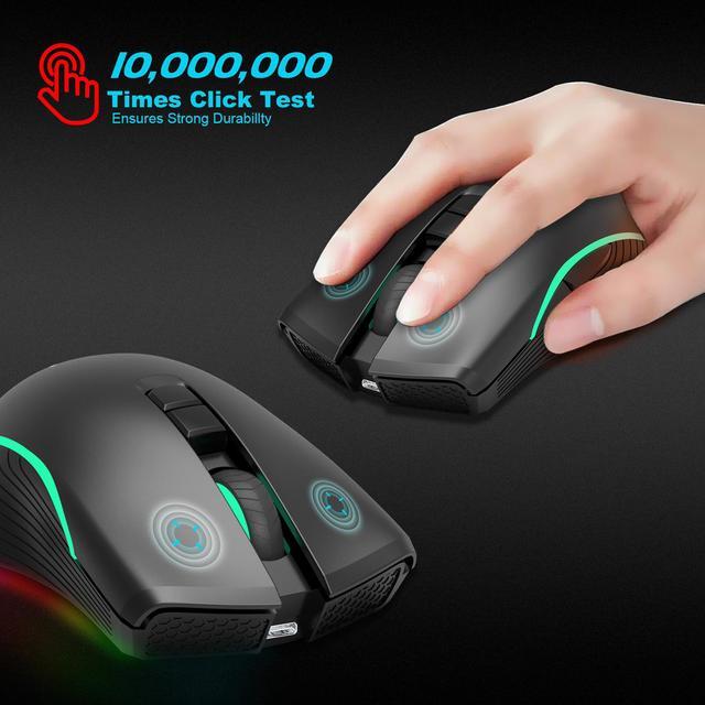 Alt view image 6 of 7 - Ludus Dominum Rechargeable Wireless Gaming Mouse,large-size ,Ergonomic Hand Grips,4800 DPI,TYPE-C Fast charge,7 Buttons,Fast-Charging,10 millons buttons life,RGB Gamer Desk Laptop PC Gaming Mouse