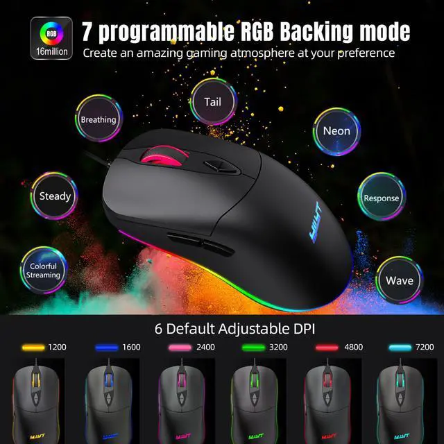 Alt view image 5 of 7 - Ludus Dominum Gaming Mouse,large-size ,Ergonomic Hand Grips,7 Buttons,Macro Programming,10 Millons Buttons Life,RGB Gamer Desk Laptop PC Gaming Mouse
