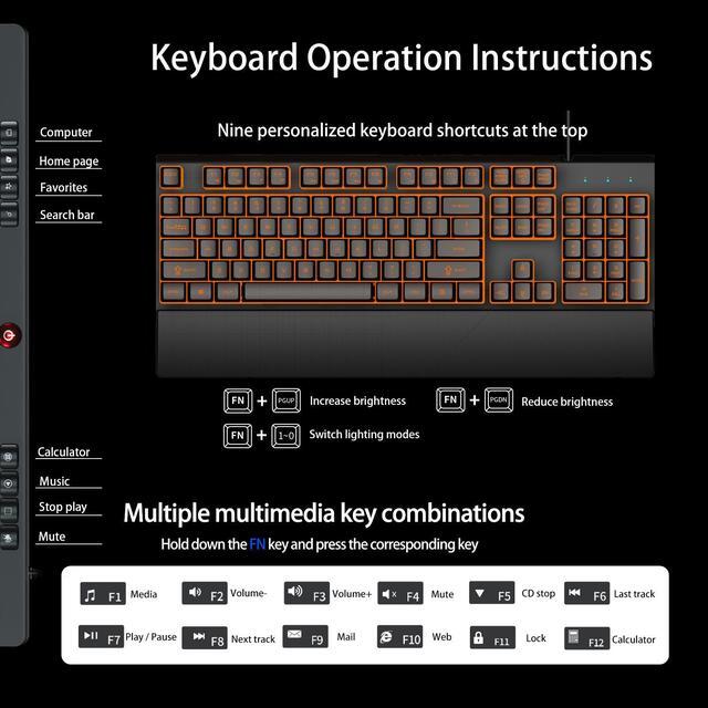 Alt view image 2 of 6 - Ludus Dominum All-in-One PC Gaming Set,LED Backlit 104 Keys Keyboard USB Wired 7200DPI  Mouse 50mm Speaker Driver Stereo Headphone Mousepad Combo (Black)