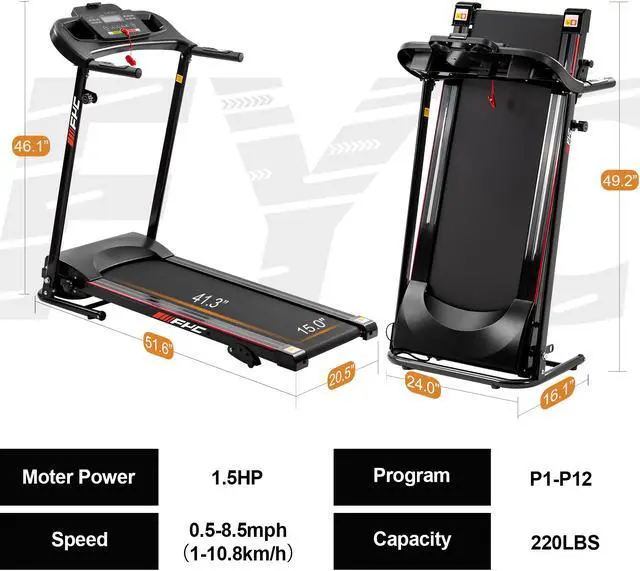 Alt view image 6 of 6 - FYC Folding Treadmills for Home with Bluetooth and Incline, Portable Running Machine Electric Compact Treadmills Foldable for Exercise Home Gym Fitness Walking Jogging JK1609