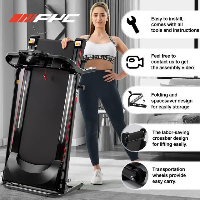 Alt view image 2 of 6 - FYC Folding Treadmills for Home with Bluetooth and Incline, Portable Running Machine Electric Compact Treadmills Foldable for Exercise Home Gym Fitness Walking Jogging JK1609