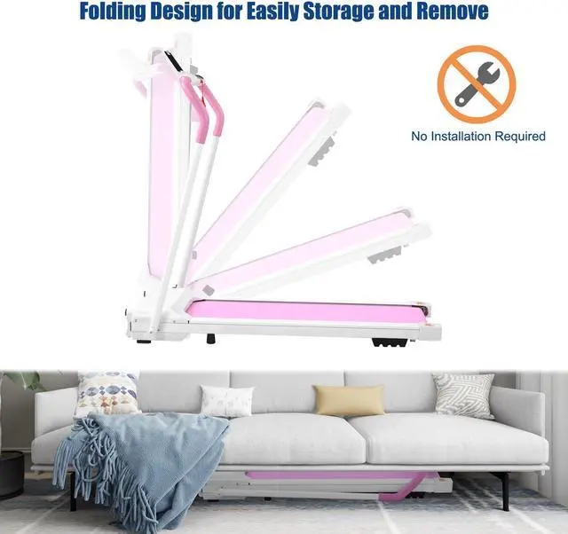 Alt view image 4 of 7 - FYC Treadmill Folding Treadmill for Home Portable Electric Motorized Treadmill Running Exercise Machine Compact Treadmill for Home Gym Fitness Workout Walking, No Installation Required (White&Pink)