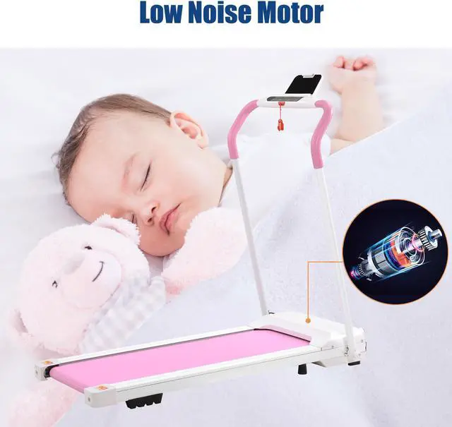 Alt view image 7 of 7 - FYC Treadmill Folding Treadmill for Home Portable Electric Motorized Treadmill Running Exercise Machine Compact Treadmill for Home Gym Fitness Workout Walking, No Installation Required (White&Pink)