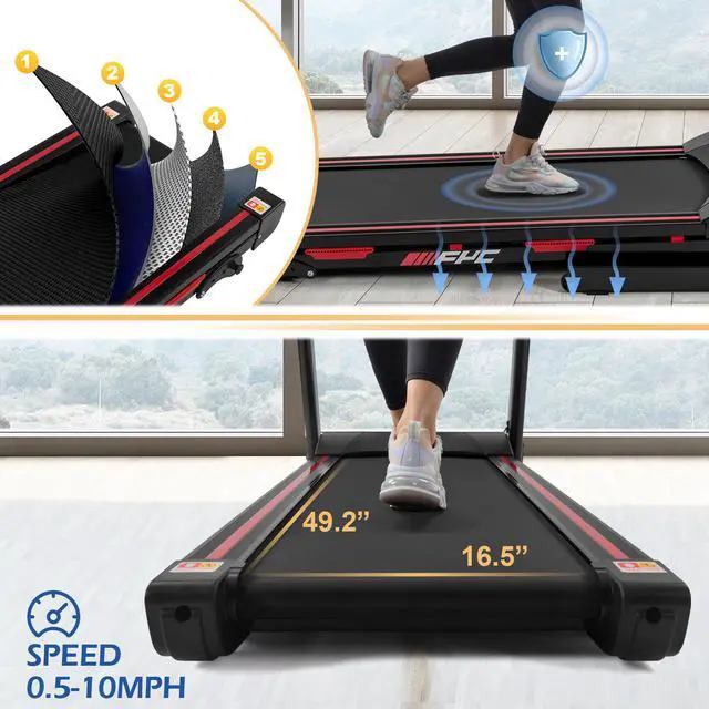 Alt view image 3 of 6 - FYC Folding Treadmill for Home - 330 LBS Weight Capacity Running Machine with Incline/Bluetooth, 3.5HP 16KM/H Max Speed Foldable Electric Treadmill Easily Assembly Home Gym Workout Exercise JK88