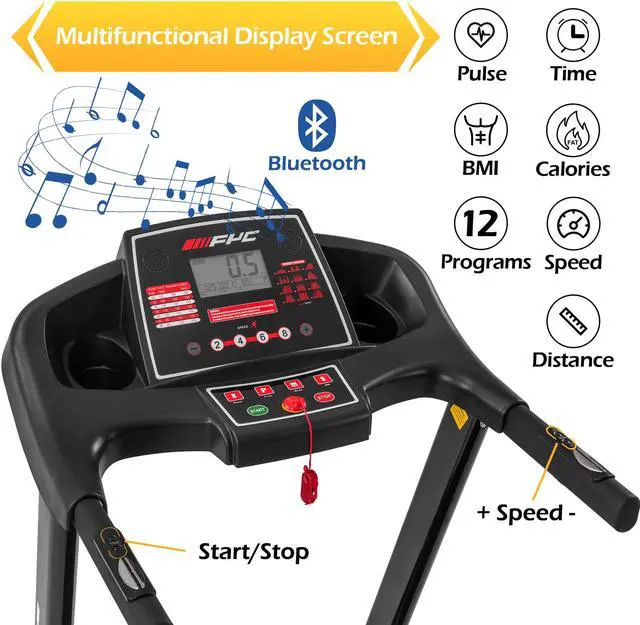 Alt view image 2 of 6 - FYC Folding Treadmill for Home - 330 LBS Weight Capacity Running Machine with Incline/Bluetooth, 3.5HP 16KM/H Max Speed Foldable Electric Treadmill Easily Assembly Home Gym Workout Exercise JK88