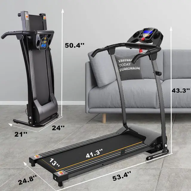 Alt view image 6 of 6 - FYC Folding Treadmills for Home, Foldable Electric Treadmill with LCD display, Lightweight Compact Treadmill Fitness Running Walking Jogging Exercise for Home Office Apartment Saver Space