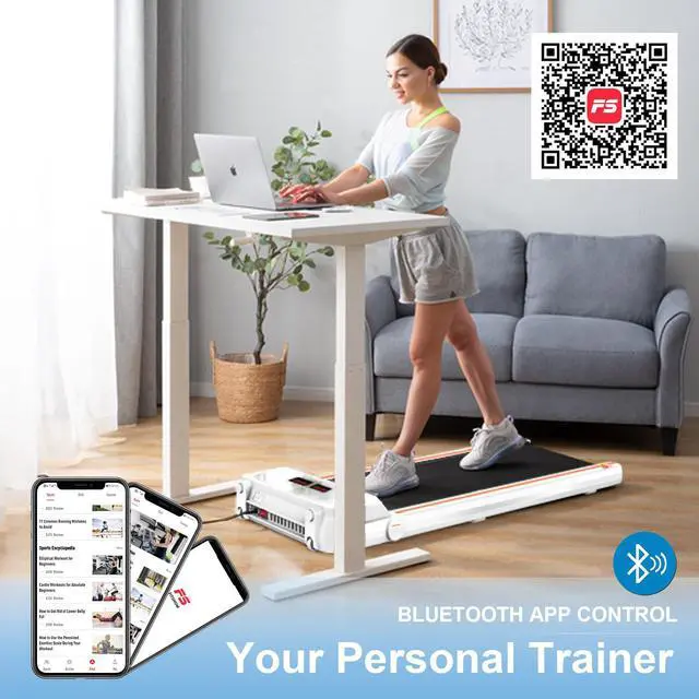 Alt view image 2 of 6 - FYC Under Desk Treadmill 2.5HP Slim Walking Treadmill 265LBS - Electric Treadmill with APP Bluetooth Remote Control LED Display, Running Walking Jogging for Home Office Use, Installation Free