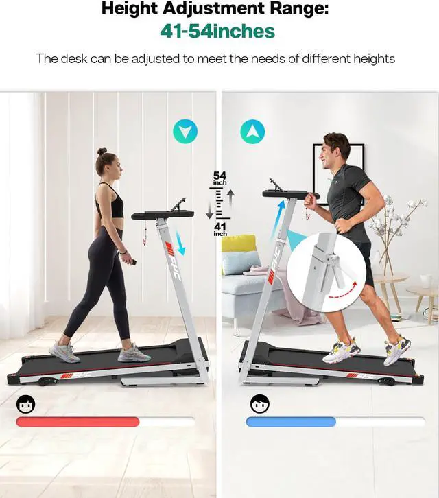 Alt view image 4 of 6 - FYC Folding Treadmill for Home - Slim Compact Running Machine Portable Electric Treadmill Foldable Treadmill Workout Exercise for Small Apartment Home Gym Fitness Walking, with Adjustable Table