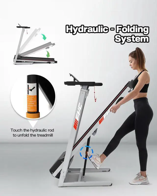 Alt view image 5 of 6 - FYC Folding Treadmill for Home - Slim Compact Running Machine Portable Electric Treadmill Foldable Treadmill Workout Exercise for Small Apartment Home Gym Fitness Walking, with Adjustable Table
