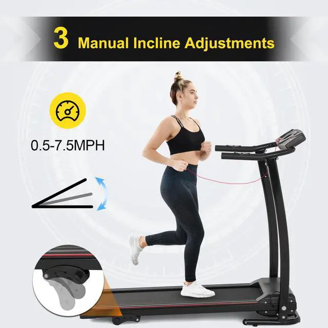 Alt view image 2 of 6 - FYC 2.25HP Folding Treadmills for Home - 265 LBS Weight Capacity Electric Treadmill, Easy Assemble with Incline/LCD Display, Portable Running Walking Workout for Home Gym Saver Space