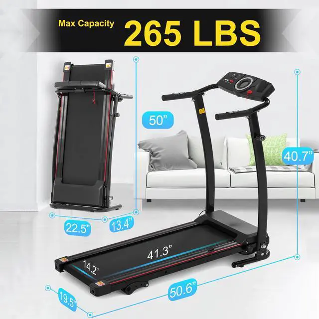 Alt view image 5 of 6 - FYC 2.25HP Folding Treadmills for Home - 265 LBS Weight Capacity Electric Treadmill, Easy Assemble with Incline/LCD Display, Portable Running Walking Workout for Home Gym Saver Space