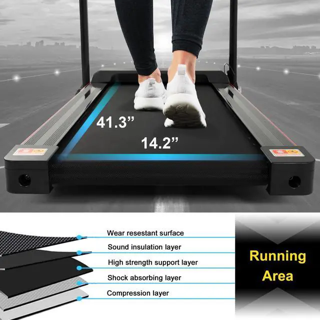 Alt view image 6 of 6 - FYC 2.25HP Folding Treadmills for Home - 265 LBS Weight Capacity Electric Treadmill, Easy Assemble with Incline/LCD Display, Portable Running Walking Workout for Home Gym Saver Space