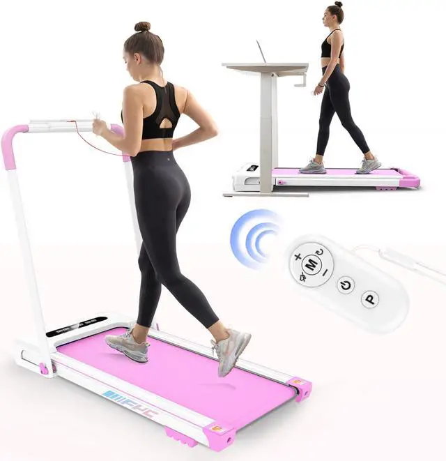 Main image of FYC 2 in 1 Under Desk Treadmill - 2.5 HP Folding Treadmill for Home Installation-Free Foldable Treadmill Compact Electric Treadmill Remote Control LED Display Walking Running Jogging for Home, Pink