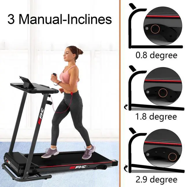 Alt view image 5 of 5 - FYC Folding Treadmill for Home with Desk - 2.5HP Compact Electric Treadmill for Running and Walking Foldable Portable Running Machine for Small Spaces Workout 265LBS, JK1608-2 Black