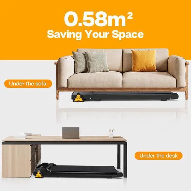 Alt view image 4 of 7 - FYC Under Desk Treadmills Walking Pad, 265LBS Capacity Portable Treadmill with Remote Control and LED Display Electric Running Machine for Home Office Exercise Walking Jogging Installation Free
