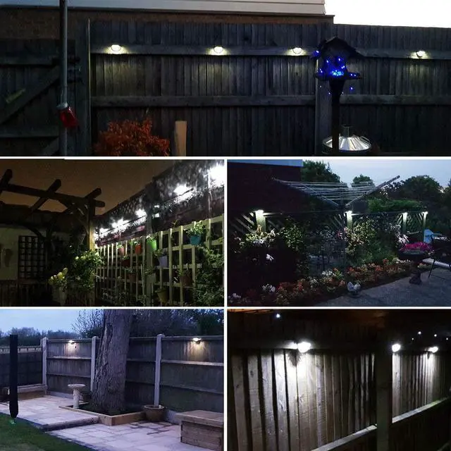Alt view image 3 of 6 - Solar Lights Outdoor Solar Fence Lights Solar Wall Lights with 3 Working Modes Wall Mount Waterproof Outdoor Lights for Fence Deck Patio Yard Garage (White,4 Packs)