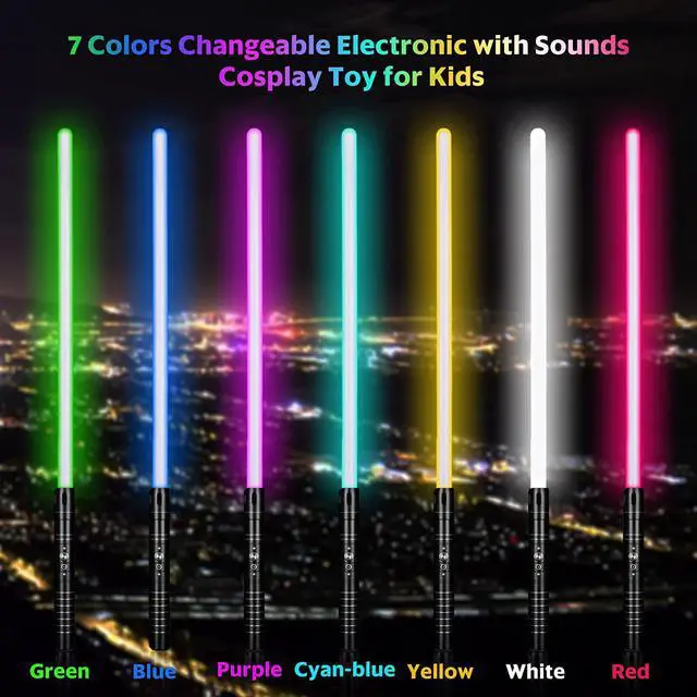 Alt view image 2 of 5 - Lightsaber RGB 7 Colors Changeable Premium Aluminium Alloy Hilt Light Saber with Sound Force Lightsaber Toys (Silver)