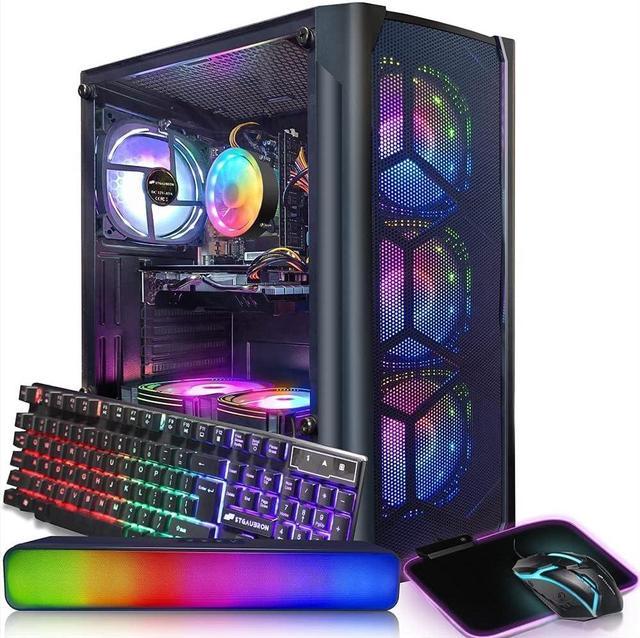 STGAubron Gaming Desktop PC Computer,Intel Core I7 3.4 GHz up to 3.9  GHz,Radeon RX 580 8G GDDR5,16G RAM,512G SSD,WiFi,Bluetooth 5.0,RGB  Fanx6,RGB