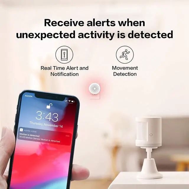 Alt view image 5 of 7 - Aqara Motion Sensor, REQUIRES AQARA HUB, Zigbee Connection, for Alarm System and Smart Home Automation, Broad Detection Range, Compatible with Apple HomeKit, Alexa, Works With IFTTT